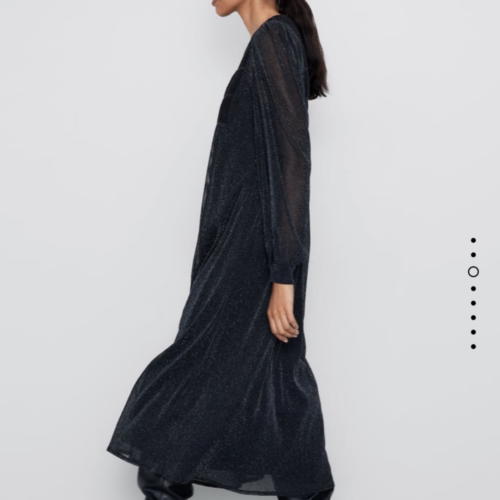 ZARA Midi Dress with Metallic Thread